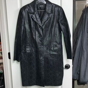 New  XL ADLER  BLACK LONG LEATHER COAT